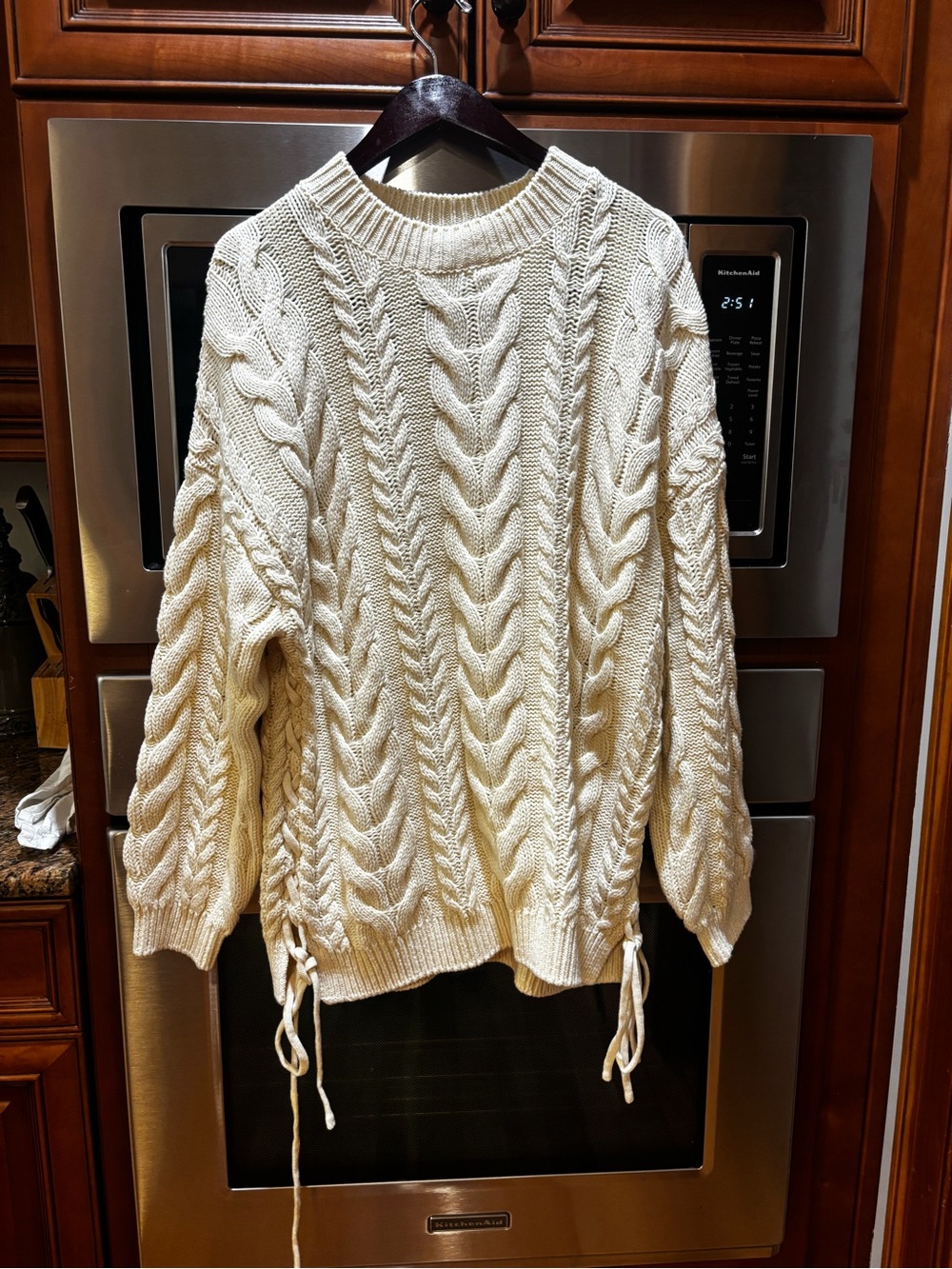 Cream Cable Knit Women’s Sweater – Classic Crewneck